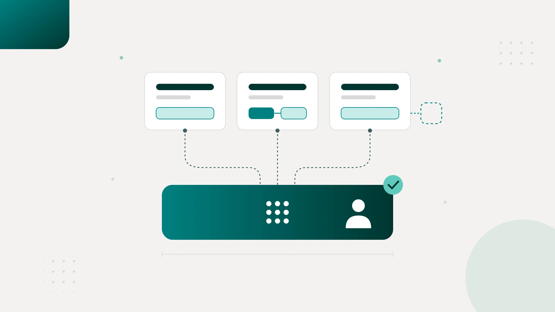 Three marketing automation platform cards connected by dotted lines to a single dark teal block with a person icon, showing that each platform rests on one owner after launch.